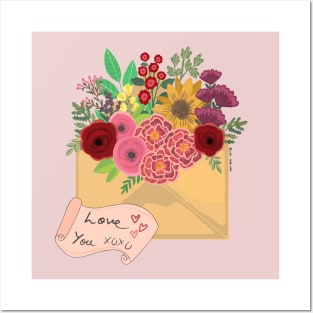 Love You floral mail Posters and Art